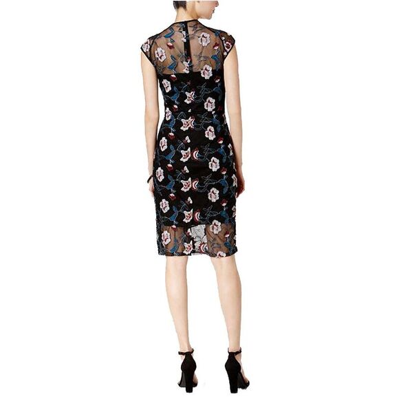 Donna Ricco Floral Embroidered Illusion Dress - Picture 4 of 4
